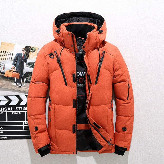 Men Down High Quality Thick Warm Winter Jacket Hooded Thicken Duck Down Parka Coat Casual Slim Overcoat With Many Pockets Mens