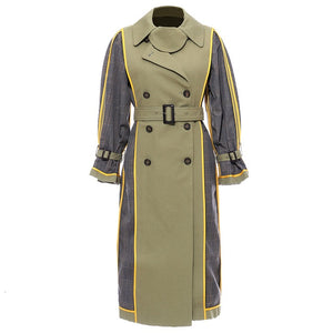 [EAM] Women Plaid Spilit Both Side Wear Trench New Lapel Long Sleeve Loose Fit Windbreaker Fashion Tide Spring Autumn 2020 1H848