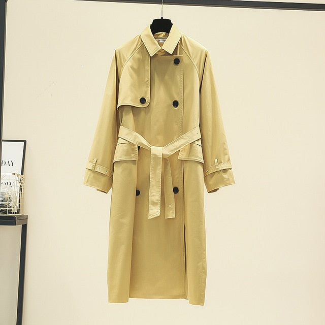 UK Brand new Fashion 2020 Fall /Autumn Casual Double breasted Simple Classic Long Trench coat with belt Chic Female windbreaker