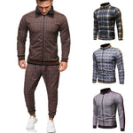 2020 Gentlemen Tracksuit men Fashion Sporting Suit Men Sets Brand Plaid Zipper Sweatshirt+Sweatpants Mens Clothing 2 Pieces Sets