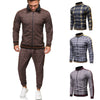 2020 Gentlemen Tracksuit men Fashion Sporting Suit Men Sets Brand Plaid Zipper Sweatshirt+Sweatpants Mens Clothing 2 Pieces Sets