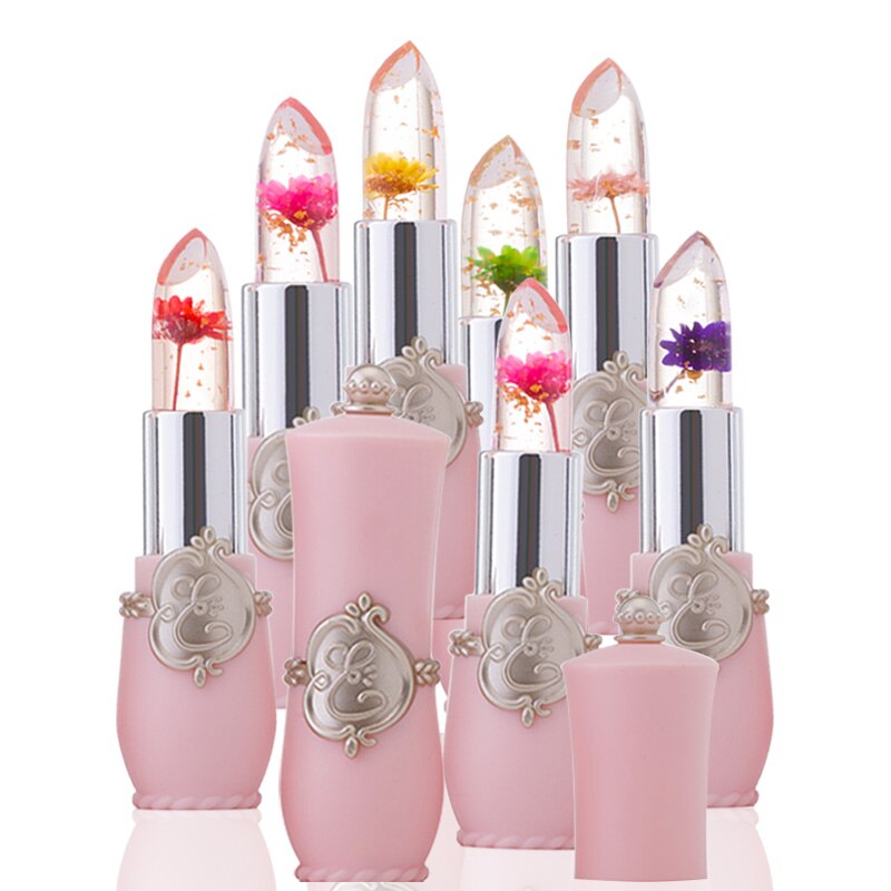 Creative Jelly Flower Lipstick Long-lasting Moisturizing Lipstick Makeup Temperature Color Change Lip Balm TSLM1