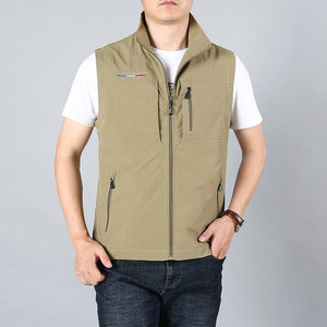 MAIDANGDI Men's Waistcoat  Jackets Vest 2020 Summer New Solid Color Stand Collar  Climbing Hiking Work Sleeveless With Pocket