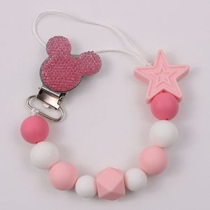 Baby Boy Girl Pacifier Holder Chain Food Grade Chew Silicone Beads Bling Bling Infant Pacifier Clip