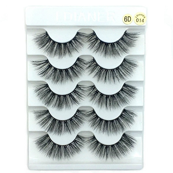 5 Pairs 6D Faux Mink Hair False Eyelashes Natural Long Wispies Lashes Handmade Cruelty-free Criss-cross Eyelashes Makeup Tools