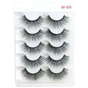 5 Pairs 6D Faux Mink Hair False Eyelashes Natural Long Wispies Lashes Handmade Cruelty-free Criss-cross Eyelashes Makeup Tools