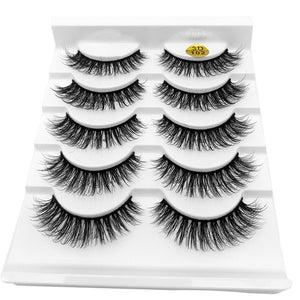 5 Pairs 6D Faux Mink Hair False Eyelashes Natural Long Wispies Lashes Handmade Cruelty-free Criss-cross Eyelashes Makeup Tools