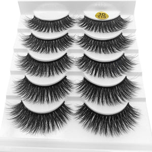 5 Pairs 6D Faux Mink Hair False Eyelashes Natural Long Wispies Lashes Handmade Cruelty-free Criss-cross Eyelashes Makeup Tools