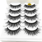 5 Pairs 6D Faux Mink Hair False Eyelashes Natural Long Wispies Lashes Handmade Cruelty-free Criss-cross Eyelashes Makeup Tools