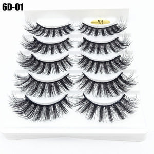 5 Pairs 6D Faux Mink Hair False Eyelashes Natural Long Wispies Lashes Handmade Cruelty-free Criss-cross Eyelashes Makeup Tools