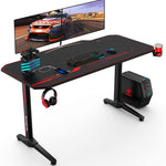 55x23 Inch Ergonomic Gaming Desk E-sports Computer Table PC Desk Gamer Tables Workstation with USB Gaming Handle Rack&Mouse Pad