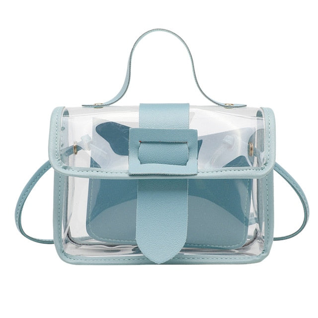 2020 Spring Summer Fashion Women's Transparent Square Sling Bag Cool PVC Shoulder Bag Messenger Bag Mobile Sweet Lady Bag