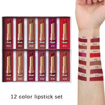 Cellacity matte Lipstick Set 12pcs/lot Waterproof Nutritious Velvet lip stick Red Tint Nude batom women fashion lips makeup set