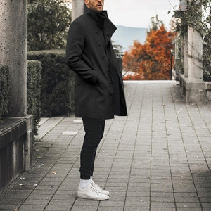 High Quality Coats Men Winter Classic Slim Autumn Trench Male Casual Pockets Solid Long Windbreaker Vintage Blends Coats