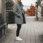 High Quality Coats Men Winter Classic Slim Autumn Trench Male Casual Pockets Solid Long Windbreaker Vintage Blends Coats