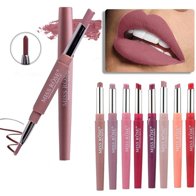 Professional Makeup Double-end Liplipstick Pencil Waterproof Long Lasting Tint Sexy Red Lip Velvet Matte Liner Pen Lipstick Set