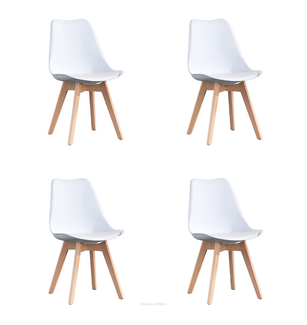 A set of four Nordic medieval retro style dining chairs, solid wood feet, beech wood, suitable for kitchen, dinings room