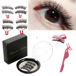 2 pair of 3D magnetic eyelashes handmade Mink eyelashes eye makeup extended false eyelashes repeated use magnetic fake eyelashes