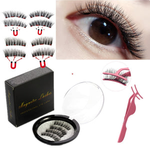 2 pair of 3D magnetic eyelashes handmade Mink eyelashes eye makeup extended false eyelashes repeated use magnetic fake eyelashes