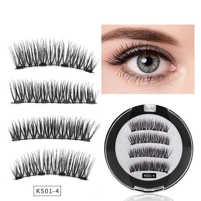 2 pair of 3D magnetic eyelashes handmade Mink eyelashes eye makeup extended false eyelashes repeated use magnetic fake eyelashes