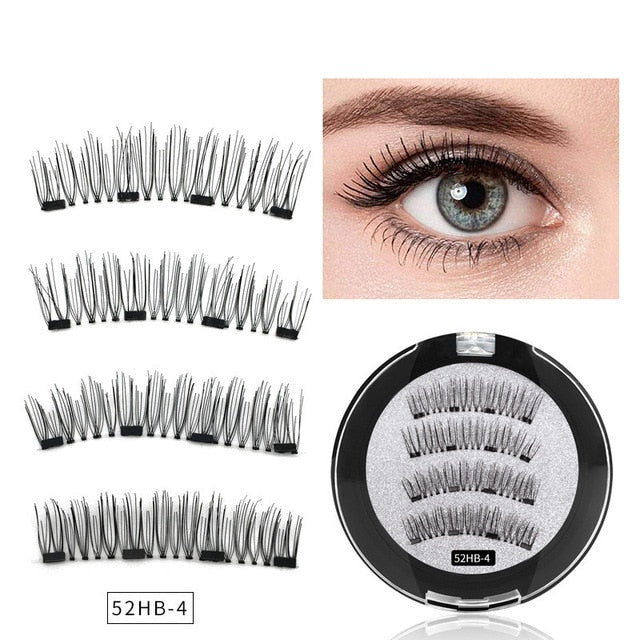 2 pair of 3D magnetic eyelashes handmade Mink eyelashes eye makeup extended false eyelashes repeated use magnetic fake eyelashes