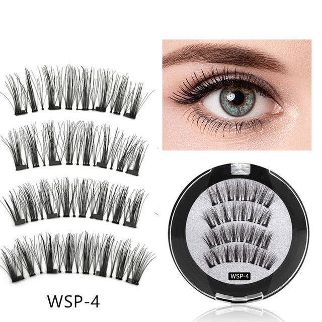 2 pair of 3D magnetic eyelashes handmade Mink eyelashes eye makeup extended false eyelashes repeated use magnetic fake eyelashes