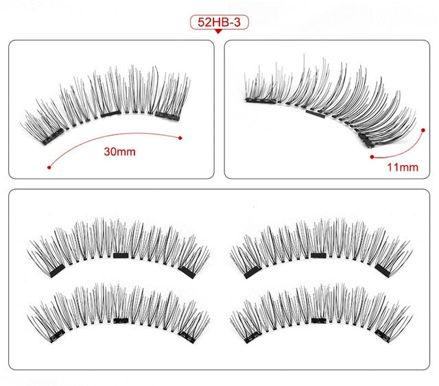 2 pair of 3D magnetic eyelashes handmade Mink eyelashes eye makeup extended false eyelashes repeated use magnetic fake eyelashes