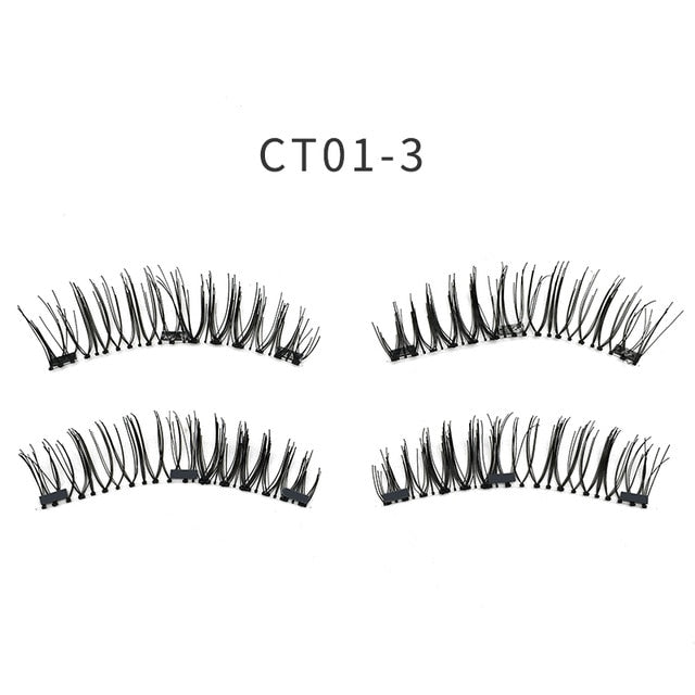 2 pair of 3D magnetic eyelashes handmade Mink eyelashes eye makeup extended false eyelashes repeated use magnetic fake eyelashes