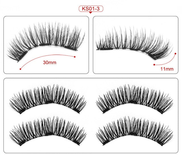 2 pair of 3D magnetic eyelashes handmade Mink eyelashes eye makeup extended false eyelashes repeated use magnetic fake eyelashes