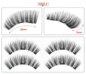 2 pair of 3D magnetic eyelashes handmade Mink eyelashes eye makeup extended false eyelashes repeated use magnetic fake eyelashes