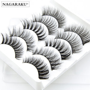 NAGARAKU 5 pairs 3D Mink False Eyelash Extension Natura Fake Eye Lashes  makeup kit maquiagem