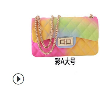 2020 New Fashion Women Ladies Jelly Chain Bag Women's Rainbow PVC Bag Shoulder Bag Handbag