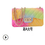 2020 New Fashion Women Ladies Jelly Chain Bag Women's Rainbow PVC Bag Shoulder Bag Handbag