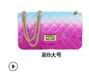 2020 New Fashion Women Ladies Jelly Chain Bag Women's Rainbow PVC Bag Shoulder Bag Handbag