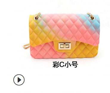 2020 New Fashion Women Ladies Jelly Chain Bag Women's Rainbow PVC Bag Shoulder Bag Handbag