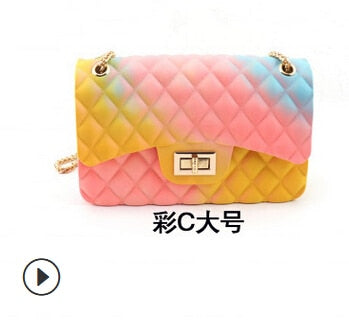 2020 New Fashion Women Ladies Jelly Chain Bag Women's Rainbow PVC Bag Shoulder Bag Handbag