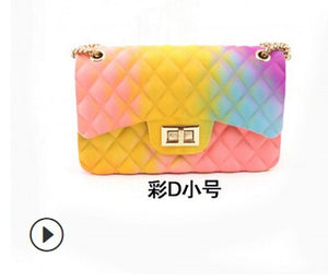 2020 New Fashion Women Ladies Jelly Chain Bag Women's Rainbow PVC Bag Shoulder Bag Handbag