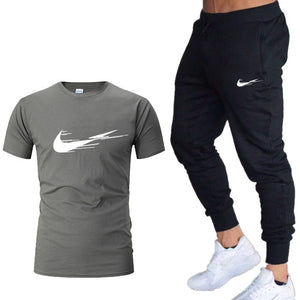 Casual tracksuit summer print suits sportwear men jogging fitness set clothing 2020 Men's sets t shirts + pants two pieces sets