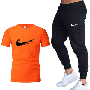 Casual tracksuit summer print suits sportwear men jogging fitness set clothing 2020 Men's sets t shirts + pants two pieces sets