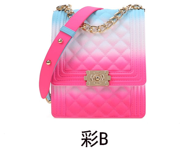 PVC Summer Jelly Bag Mini Crossbody Bags for Women 2020 Rainbow Color Women's Handbags and Purses Graffiti Messenger Phone Bags