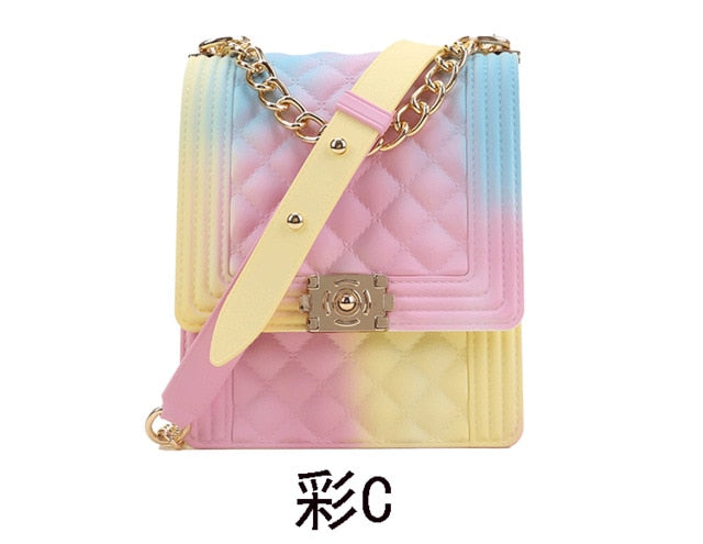 PVC Summer Jelly Bag Mini Crossbody Bags for Women 2020 Rainbow Color Women's Handbags and Purses Graffiti Messenger Phone Bags