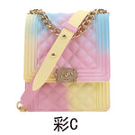 PVC Summer Jelly Bag Mini Crossbody Bags for Women 2020 Rainbow Color Women's Handbags and Purses Graffiti Messenger Phone Bags