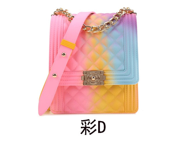 PVC Summer Jelly Bag Mini Crossbody Bags for Women 2020 Rainbow Color Women's Handbags and Purses Graffiti Messenger Phone Bags