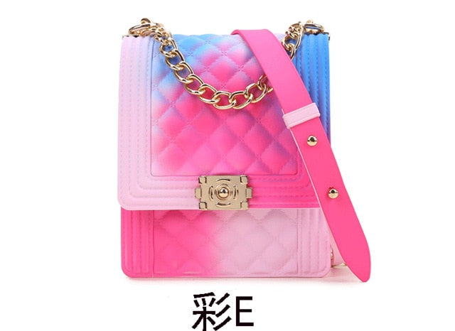PVC Summer Jelly Bag Mini Crossbody Bags for Women 2020 Rainbow Color Women's Handbags and Purses Graffiti Messenger Phone Bags