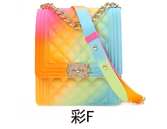PVC Summer Jelly Bag Mini Crossbody Bags for Women 2020 Rainbow Color Women's Handbags and Purses Graffiti Messenger Phone Bags