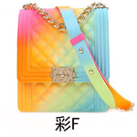 PVC Summer Jelly Bag Mini Crossbody Bags for Women 2020 Rainbow Color Women's Handbags and Purses Graffiti Messenger Phone Bags