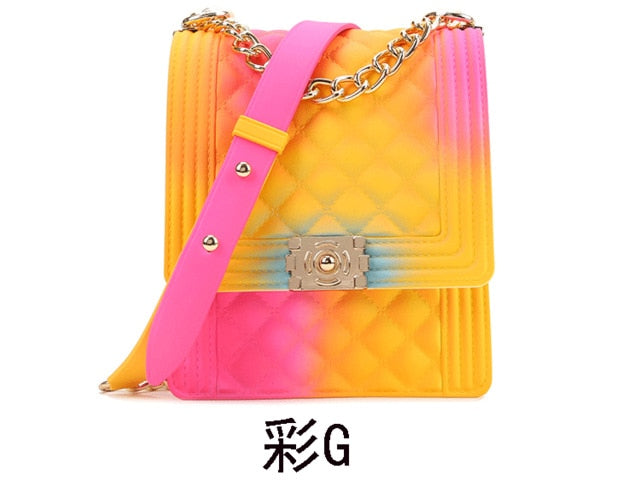 PVC Summer Jelly Bag Mini Crossbody Bags for Women 2020 Rainbow Color Women's Handbags and Purses Graffiti Messenger Phone Bags