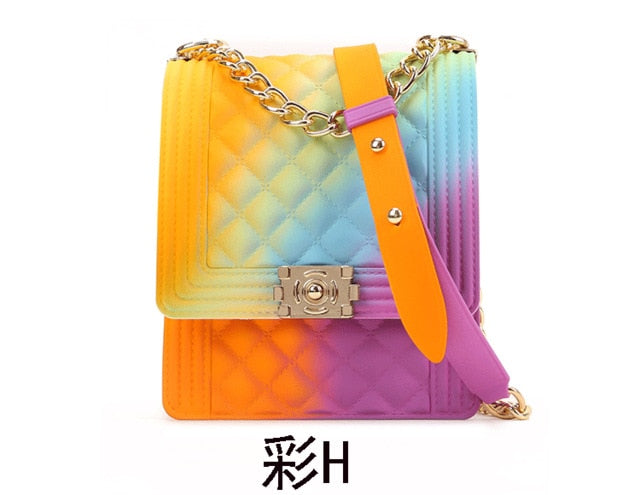 PVC Summer Jelly Bag Mini Crossbody Bags for Women 2020 Rainbow Color Women's Handbags and Purses Graffiti Messenger Phone Bags