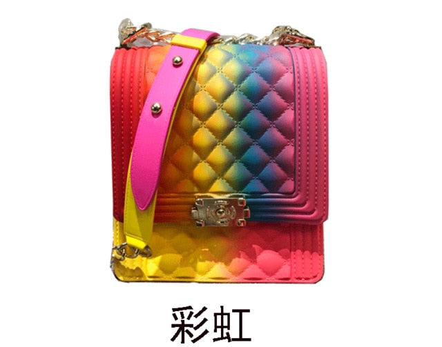 PVC Summer Jelly Bag Mini Crossbody Bags for Women 2020 Rainbow Color Women's Handbags and Purses Graffiti Messenger Phone Bags