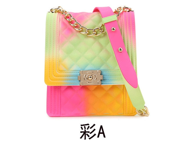 PVC Summer Jelly Bag Mini Crossbody Bags for Women 2020 Rainbow Color Women's Handbags and Purses Graffiti Messenger Phone Bags